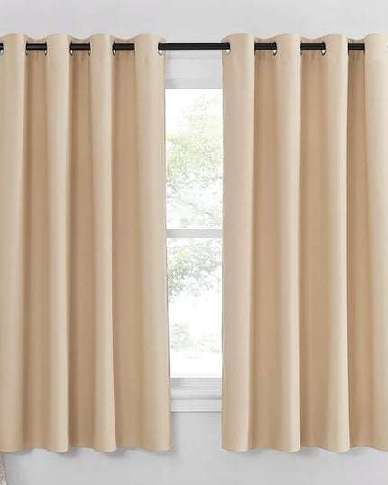 NICETOWN Room Darkening Window Shade and Blind - (Biscotti Beige Color) Light Reducing & Privacy Protection Blackout Short Curtain/Drape/Drapery for Kid's Bedroom, 52x63 inches, 1 Piece