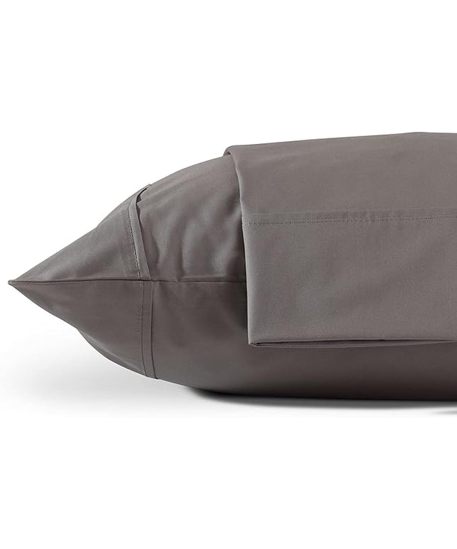 Linen Home 100% Cotton Percale Pillowcases King Size, Charcoal, 2 Pieces of Pillow Case, Crisp and Cool Strong Bed Linen, 20 inches X 40 inches