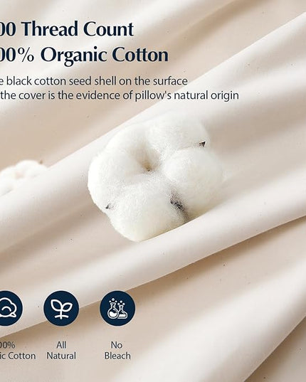 Pacific Coast Goose Firm Bed Pillows of Standard Size, 100% Organic Cotton Cover, Gusseted Design for Sleeping, Feather and Down Pillows of Hotel Collection
