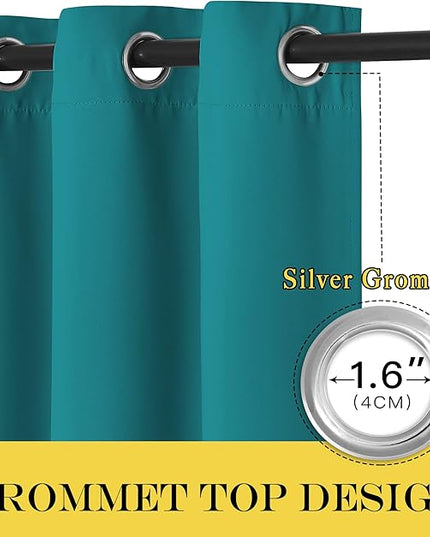 NICETOWN Peacock Teal Blackout Curtains for Bedroom/Living Room 132 Inch Length - Thermal Insulated Room Darkening Grommet Top Window Curtains (100 by 132 - Inch, 1 Panel)