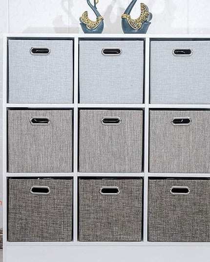 Posprica Storage Bins,11×11 Foldable Storage Cubes Boxes Container Closet Organizer Shelf Cabinet Bookcase,Thick Fabric Drawer Container - 4pcs,Coffee