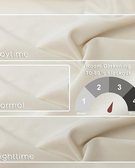 108 Inch 9FT 9 FT Extra Long Velvet Curtains High Ceiling Drapes for Rail Track System with Hooks Cream 9 Foot Semi Black Out Blackout Curtain Living Room Bedroom 2 Panels Set Single Pinch Pleated