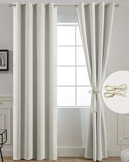 Yakamok Light Beige Curtains for Bedroom,Thermal Insulated Room Darkening Drapes for Living Room(52Wx96L, Light Beige, 2 Panels)