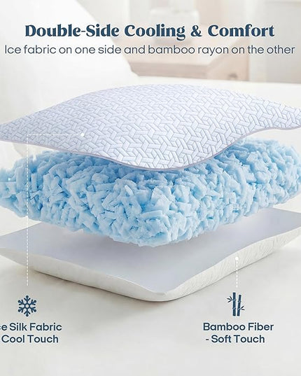 puredown® Cooling Pillows Queen Size Set of 2, Memory Foam Pillows Adjustable Firm Bed Pillows for Sleeping, Cool Pillow for Hot Sleepers with Zipper Removable Pillow Cover