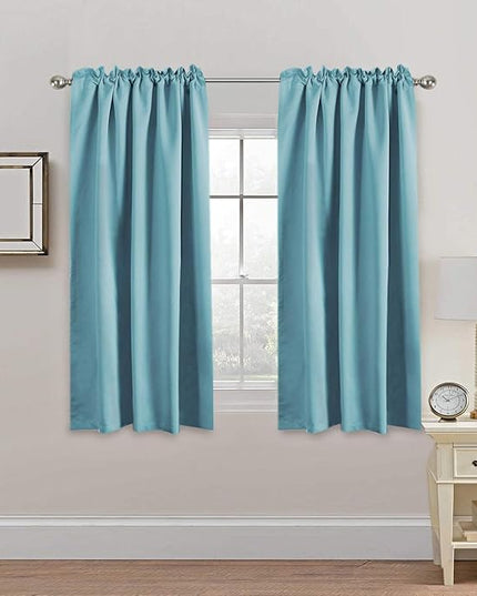 H.VERSAILTEX Blackout Curtains Thermal Insulated Window Treatment Panels Room Darkening Blackout Drapes for Living Room Back Tab/Rod Pocket Bedroom Draperies, 52 x 63 Inch, Solid Aqua, 2 Panels