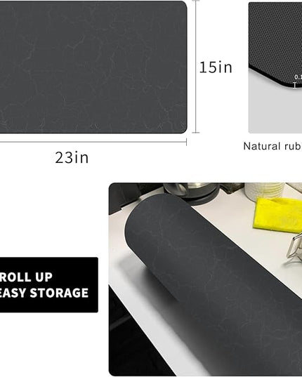 Golener Coffee Bar Accessories - Under Coffee Maker Mat, Cafe Tray Pad, Rubber Mats, Absorbent Pad, Under Appliance Mats, Dish Drying Mat for Kitchen Counter, Dish Drying Pad, 23"x15", Dark Gray
