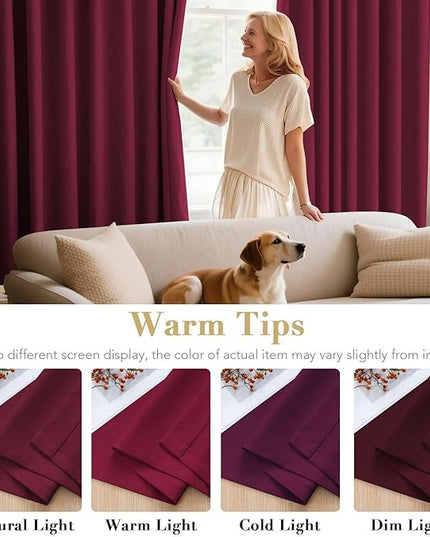 H.VERSAILTEX Curtains Ultra Sleep Well Microfiber Blackout Thermal Insulated Grommet Drapery Panels Energy Efficient Window Curtains/Drapes for Christmas (Set of 2, Burgundy, 52 x 96 Inch)