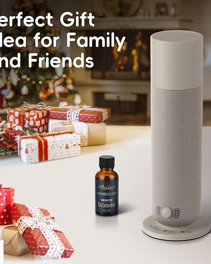 Waterless Diffuser with Fabric-Wrapped Design, OliveTech Cold Air Scent Diffusers for Home & Office, Hotel Collection Diffuser, Adjustable Intensity, Ambient Light, 1 x 30ml Essential Oil Included