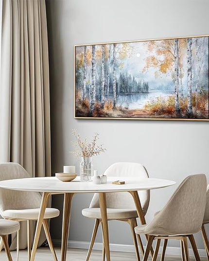PHAOHUAXM Canvas Wall Art For Living Room Wall Decoration For Bedroom Office Decoration Trees Forest Landscape Painting Lake view Mural Modern Aesthetic Room Home Decor Artwork Wood Framed 20x40 In