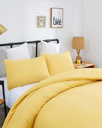 CLOTHKNOW Yellow Twin/Twin XL Comforter Set 3Pcs Light Yellow Bedding Comforter Sets Soft Cozy Bed Comforter Women Men Bedding Sets