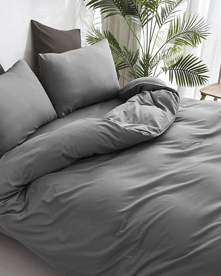 Luxlovery Grey Comforter Set California King Men Dark Grey Bedding Comforter Sets Gray Minimalist Quilts Blanket Adults Modern 3 Piece Bedding Comforter Set for Cal King Bed
