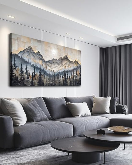 PHAOHUAXM Large Canvas Wall Art For Bedroom Large Wall Decor For Living Room Dining Room Modern Office Abstract Ink-Wash Landscape Mountain Wall Pictures Artworks Home Decor Ready To Hang 24"X48"