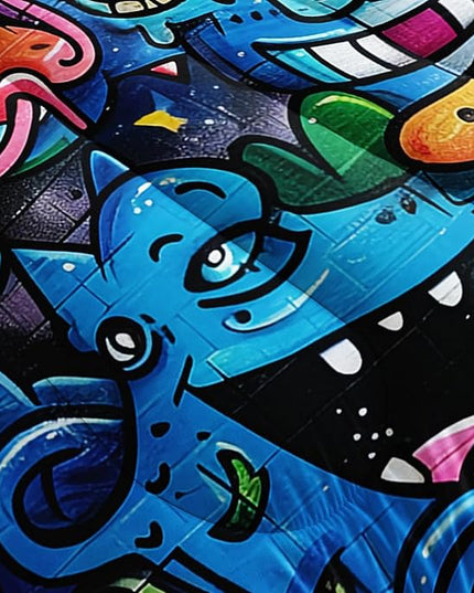 AILONEN Graffiti Bedding Sets for Kids Teens Queen Size,Monster Graffiti Colorful Print Comforter Set,Funny Monsters Duvet Set,3-Piece, 1 Quilt and 2 Pillowcases,Soft Microfiber