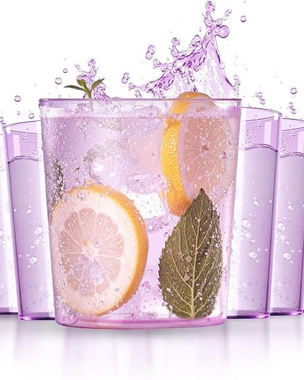 Liacere Plastic Drinking Glasses (Set of 12) 14 oz Purple Plastic Glasses Colors，Kitchen Water Glasses Cup, Bar Tumbler Glassware Set for Beer, Juice, Cocktail, Whiskey, Milk for Valentine’s Day