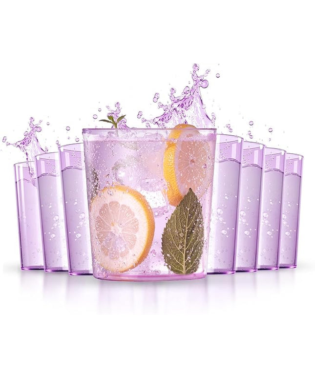 Liacere Plastic Drinking Glasses (Set of 12) 14 oz Purple Plastic Glasses Colors，Kitchen Water Glasses Cup, Bar Tumbler Glassware Set for Beer, Juice, Cocktail, Whiskey, Milk for Valentine’s Day