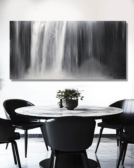 Black Wall Art White Wall Decor Waterfall Wall Pictures Abstract Wall Art Room Decor Canvas Poster Photos for Bedroom Living Room 24"x48"