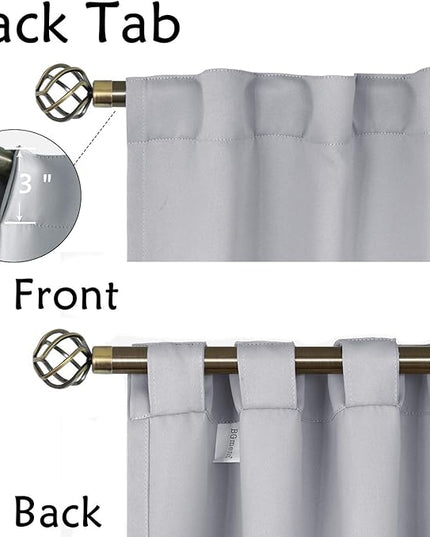 BGment Rod Pocket and Back Tab Blackout Curtains for Bedroom - Thermal Insulated Room Darkening Curtains for Living Room, Set of 2 Panels (52 x 45 Inch, Light Grey)