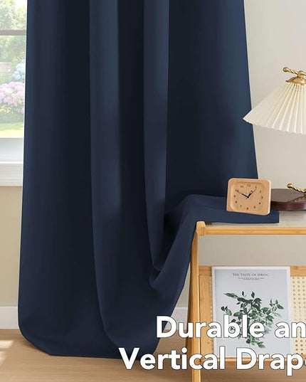 H.VERSAILTEX Premium Blackout Thermal Insulated Room Darkening Curtains for Bedroom/Living Room - Classic Grommet Top (2 Panels, Navy, 52 Inch by 54 Inch)