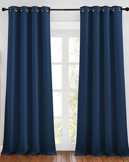 NICETOWN Moroccan Blue Room Darkening Curtains for Living Room, Grommet Thermal Curtains Light & Sound Reducing Window Treatments for Bedroom/Home Family, W46 x L102