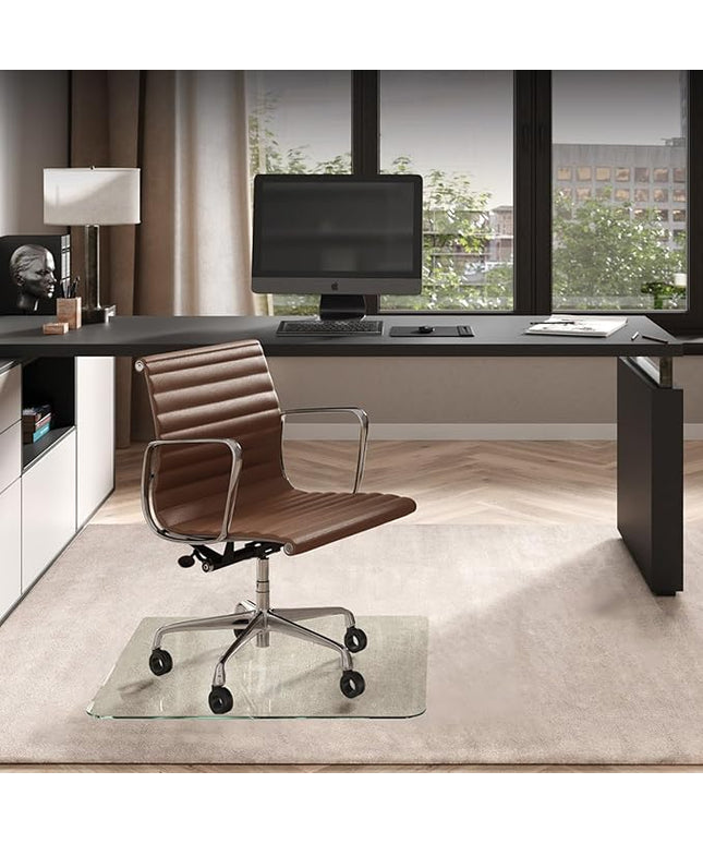 Vitrazza Glass Chair Mat 36” x 36” Superior ¼" Thick, Chiaro Standard Clear, Certified Tempered Safety Glass, Delivers a Smooth Glide, Protects Carpet or Wood, Beautiful in Home or Office.