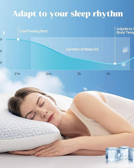 puredown® Cooling Pillows Queen Size Set of 2, Memory Foam Pillows Adjustable Firm Bed Pillows for Sleeping, Cool Pillow for Hot Sleepers with Zipper Removable Pillow Cover