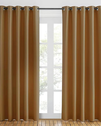 NICETOWN Gold Brown Blackout Curtains 84 inch Length, Grommet Top Room Darkening Drapes for Bedroom Living Room, Light Blocking Window Covering for Privacy (W66 x L84 Inch, 1 Panel)