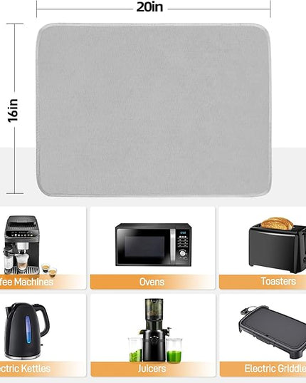 Heat Resistant Mats for Countertop - Firproof 16x20 in Heat Resistant Mats for Air Fryer - Kitchen Countertop Protector for Air Fryer, Coffee Maker, Stand Mixer, Toaster, Oven 2PCS - Grey