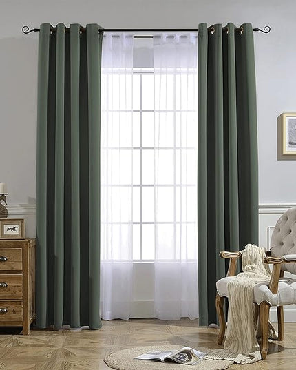 NICETOWN Living Room Curtains 84 inch Long - Grommet Blackout Thermal Insulated Room Darkening Sound Blocking Window Drapes for Kids Room/Bedroom, 2 Panels, Dark Mallard, W52 x L84