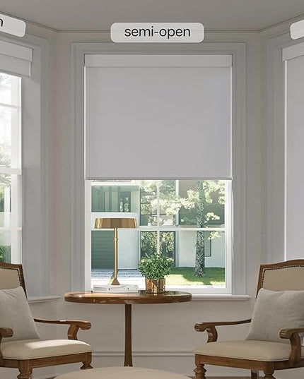 LazBlinds No Drill Blinds for Indoor Windows, Blackout Roller Shades, Cordless Window Blackout Blinds, Thermal Insulated Fabric UV Protection for Home and Office, 34" W x 72" H, White