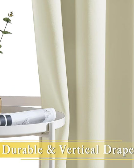 NICETOWN Room Darkening Beige Curtain 80 inch Length, Grommet Thermal Insulated Doorway Drape Blackout Curtain Sound Reducing for Bedroom/Living Room, 1 Panel, W46 X L80