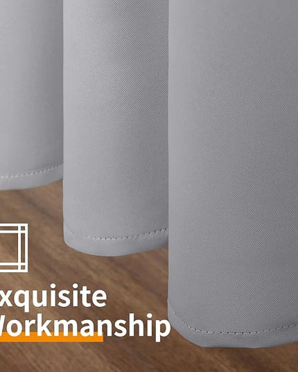 YoungsTex Light Grey Blackout Curtains 80 Inch Length for Living Room - Thermal Insulated with Grommet Room Darkening Window Treatments Privacy for Dining Bedroom, 2 Panels, 52 x 80 Inch
