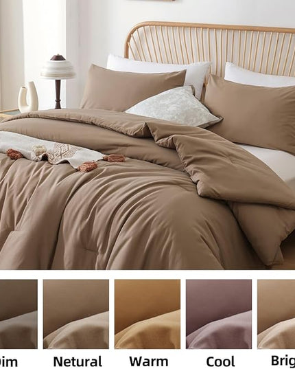ROSGONIA Twin/Twin XL Comforter for College Girls Boys Dark Khaki, 1 Comforter & 1 Pillowcase, Lightweight Twin Bedding Sets Soft Kids Dorm Comforter