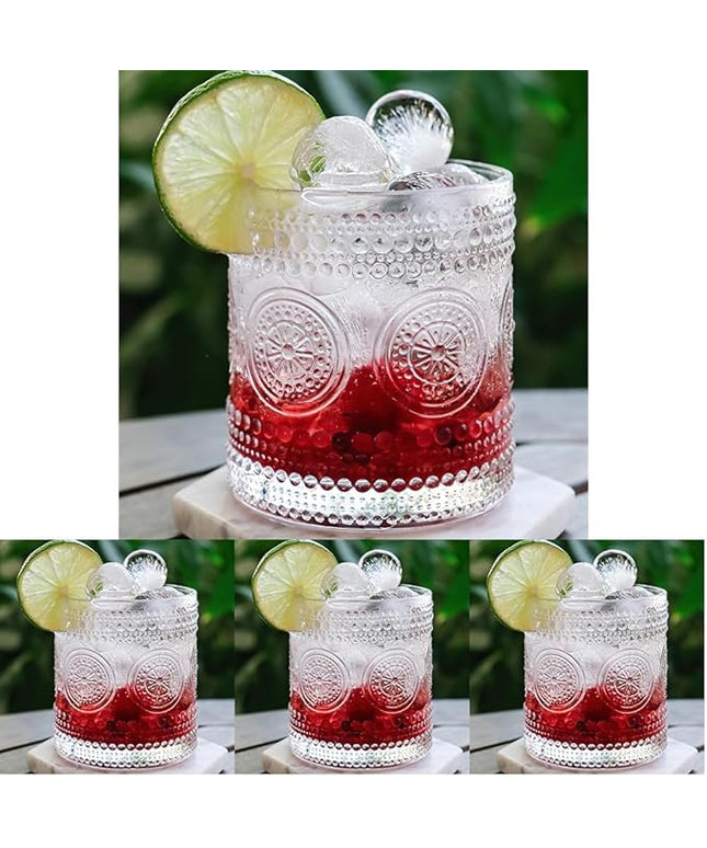 Kate Aspen Hobnail Beaded Floral Clear Drinking Glasses Set of 6, (10 oz) Vintage Glassware Cocktail Glass Set, Juice Glass, Water Cups | Great Hostess Gift & Gift for New Home Owners (Pack of 4)