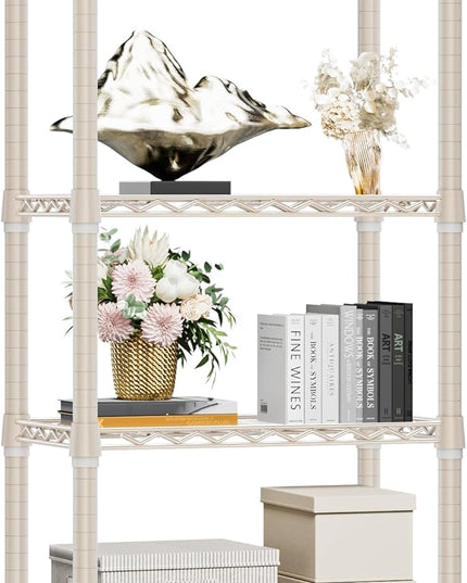 1000 lbs 4-Shelf Standing Storage Shelves Heavy Duty Metal Shelving Unit Adjustable Wire Rack for Office Garage Kitchen, Light Tan 11.8 D x 23.6" W x 47.5" H