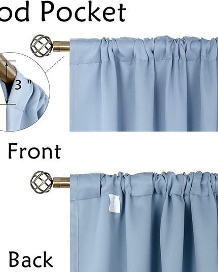 BGment Rod Pocket and Back Tab Curtains for Bedroom - Thermal Insulated Room Darkening Curtains for Living Room, 2 Window Curtain Panels (38 x 54 Inch, Spa Blue)