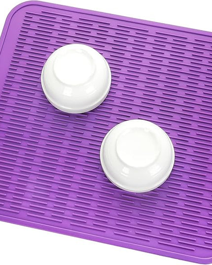 Silicone Dish Drying Mat for Multiple Usage,Easy clean,Eco-friendly,Heat-resistant Silicone Mat for Kitchen Counter or Sink,Refrigerator or Drawer Liner Purple 2XL 24 inches x 18 inches