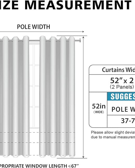 BUHUA Blackout Curtains 84 Inches Long, Gold Foil Print Pattern Room Darkening Curtain, Living Room Curtains & Drapes, Thermal Insulated Window Panel Set, 52 x 84 Inch, Silver