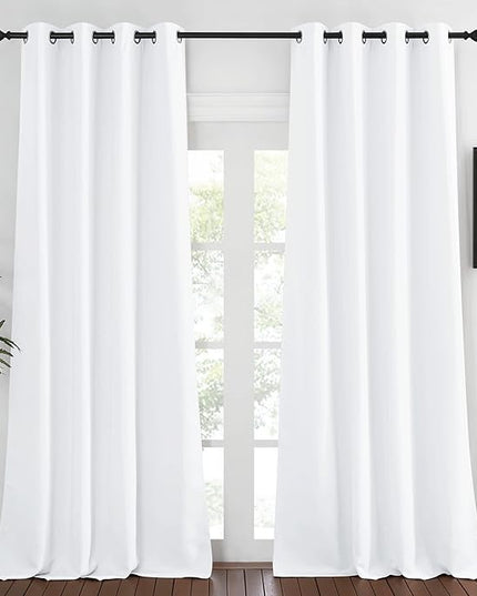 NICETOWN Bedroom Curtain Room Darkening Drapery 102 inches Length - Home Fashion Thermal Insulated Grommet Room Darkening Curtain for Living Room (White, 1 Panel, 52 x 102 inches)