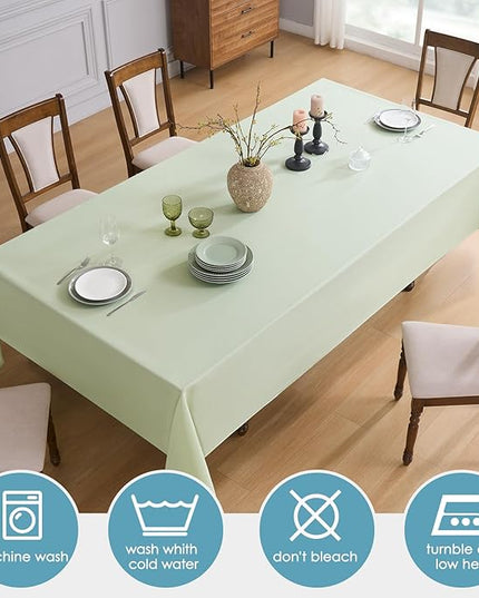 VidaFete Tablecloth 2 Pck 90 * 156inch Rectangle Table Cloth Polyester, Stain Wrinkle Resistant Polyester Dining Table Cover for Kitchen Dinning Party Wedding Rectangular Buffet Decoration(Sagegreen)