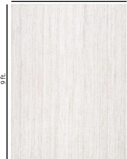 FRELISH DECOR Handwoven Jute Area Rug - Off-White Rectangular Rustic Vintage Beige Braided Reversible Rug - Eco Friendly Rug for Bedroom - Kitchen - Living Room - Farmhouse (6'x9' - Off-White)