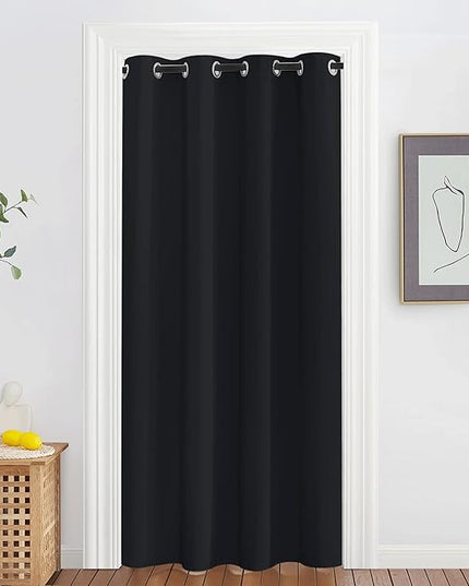 NICETOWN Black Blackout Curtain 78 inches Long - Thermal Insulated Grommet Soundproof Heat & Cold Blocking Privacy Doorway Curtain Window Treatment for Bedroom (1 Panel, W52 x L78)