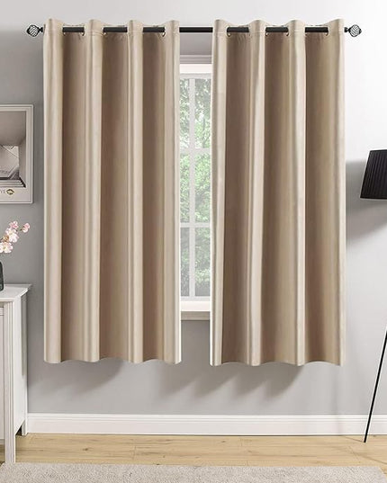 MIULEE 2 Panels Blackout Velvet Curtains Solid Soft Grommet Camel Beige Curtains Thermal Insulated Soundproof Room Darkening Curtains/Drapes/Panels for Living Room Bedroom 52 x 63 Inch