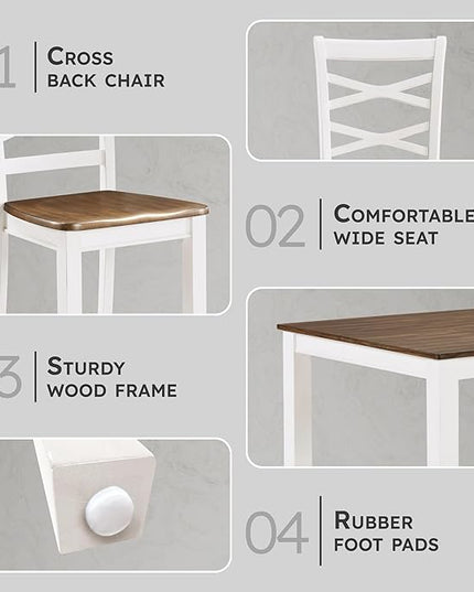 Lexicon Dining Table Set for 6 with Chairs, Wood 7 Piece Farmhouse Dining Room Table and Chairs Set of 6, Cross Back, Easy Assembly Seater for Indoor Home, Dinner, Kitchen, Cherry/White