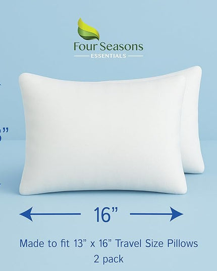 Travel Size Pillow Protectors (Set of 2) - 13x16 Pillow Covers Waterproof Hypoallergenic Dust Proof Zippered Encasement