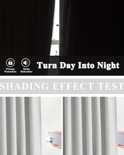 Vision Home Light Gray Pinch Pleated Full Blackout Curtains Linen Blended Room Darkening Curtain Panels 95 inch for Living Room Bedroom Thermal Insulated Pinch Pleat Drapes with Hooks 8FT 40"Wx95"Lx2