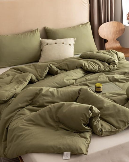 ROSGONIA Twin/Twin XL Comforter Set for College Girls Boys Olive Green, 1 Comforter & 1 Pillowcase, Soft Kids Comforter Sets All Season Dorm Bedding