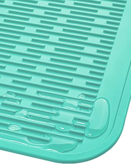 Silicone Dish Drying Mat for Multiple Usage,Easy clean,Eco-friendly,Heat-resistant Silicone Mat for Kitchen Counter or Sink,Refrigerator or Drawer Liner Mint XL 18 inches x 16 inches