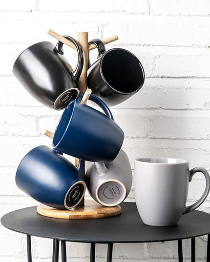 AmorArc 16oz Coffee Mugs Set of 6, Large Ceramic Coffee Mugs for Man, Woman, Dad, Mom, Modern Coffee Mugs Set with handle for Tea/Latte/Cappuccino/Milk/Cocoa. Dishwasher&Microwave Safe, Multi