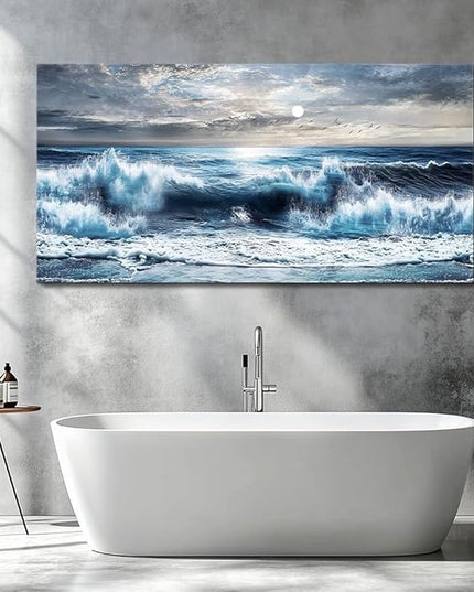 ERQINHUA Large Canvas Wall Art For Living Room Restaurant Wall Decor For Bedroom Marine Landscape Paintings Office Wall Prints Pictures Artwork Ready To Hang Hotel Room Home Decoration 24"x48"