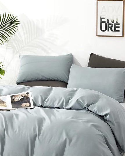 Houseri Blue Comforter Set Queen Haze Blue Bedding Women Girls Light Blue Comforter Sets Queen Size Boys Men Dusty Baby Blue Bedding Sets Queen Modern Greyish Blue Soft Comforter Quilts Queen Blanket